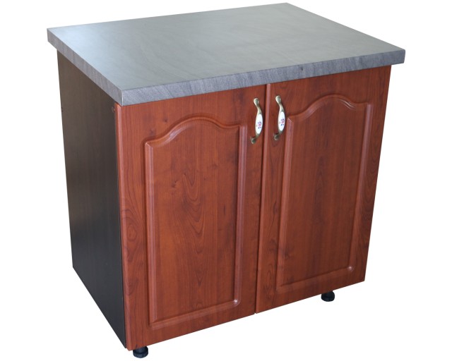 Masca pentru chiuveta cu 2 usi 80 cm Zebra, Wenge/MDF Cedru Mustata, cu blat Beton 80 x 85 x 60